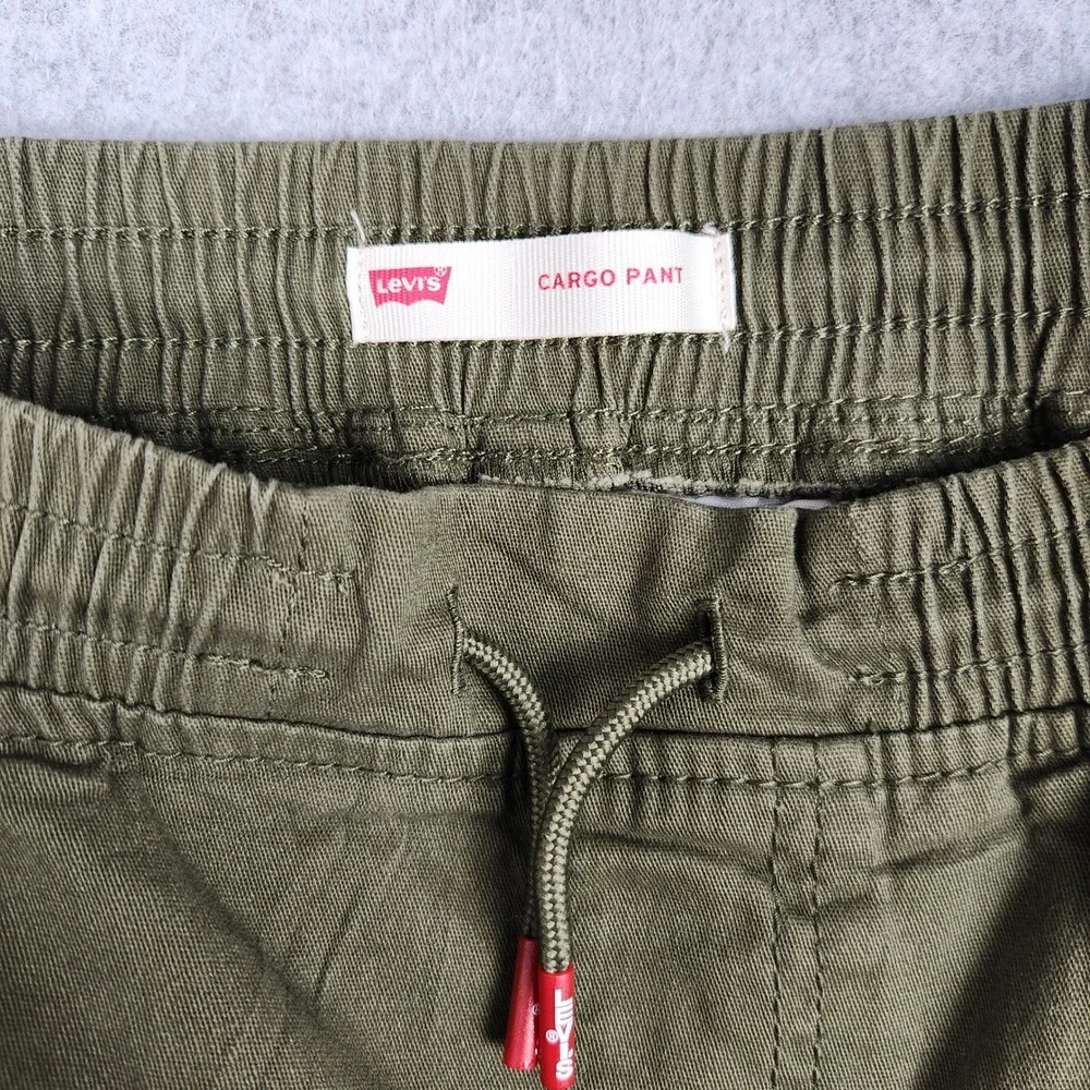 Levi's Cargo Pants Kids Size‎ 10 Olive Green Pull-On Elastic Waist Stretch Twill